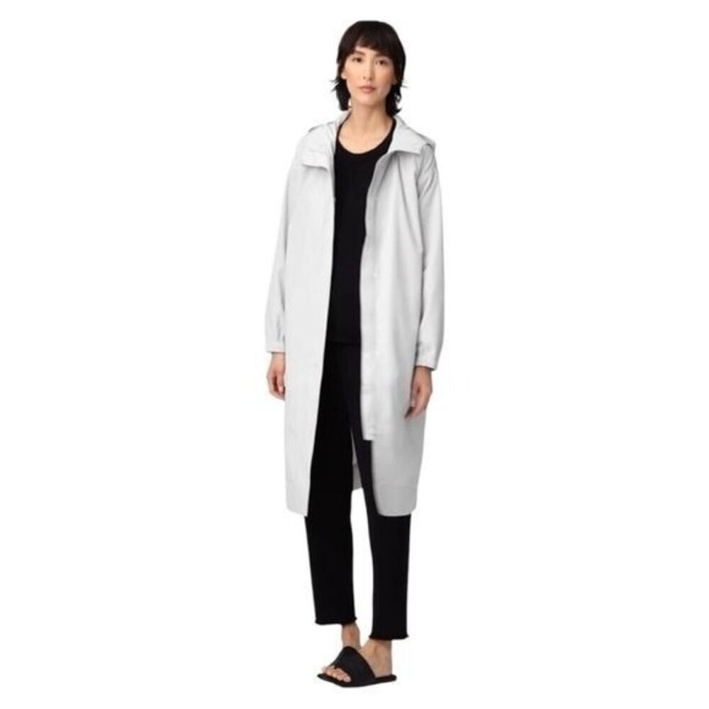 Eileen Fisher Recycled Polyester Hooded Coat Boxy Fit, Calf Length Size L NEW